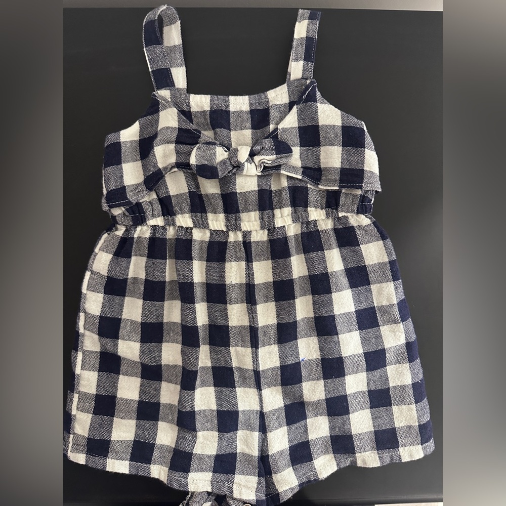 Blue and whit plaid one piece 18-24 months